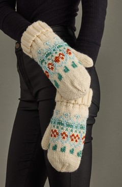 colorful patterned fleece mittens