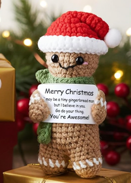 emotional support crochet - gingerbread man