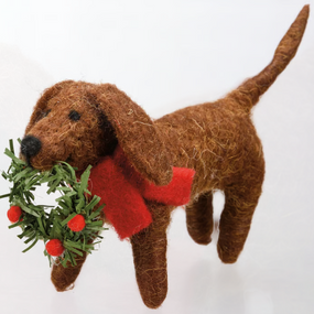 dog with wreath critter