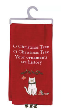 ornaments are history kitchen towel