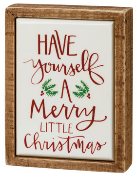 merry little Christmas mini box sign