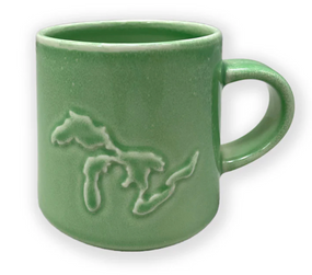 great lakes embossed mug green