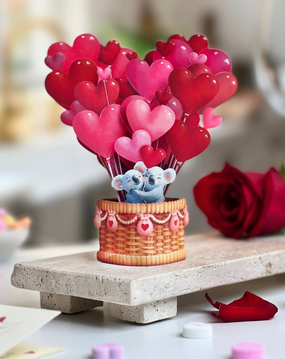mini heart balloons pop-up greeting card