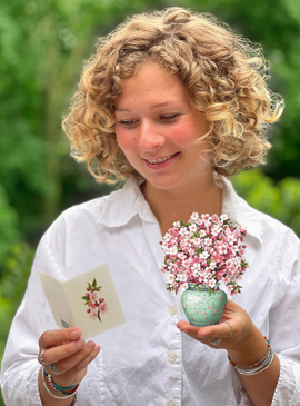 mini cherry blossom pop-up greeting card