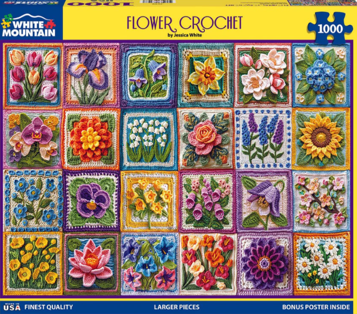 flower crochet 1000 piece puzzle - catching fireflies