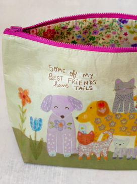 recycled zipper pouch - tails