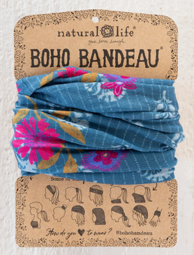 block stamp indigo boho bandeau