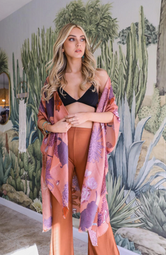 roseclay floral motif cardigan kimono