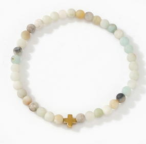 boho cross stone personalized bracelet