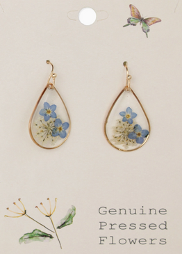 cottage blue dried flower earrings