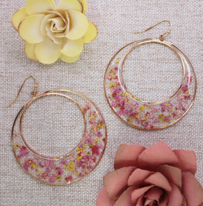 pink posy dried flower earrings