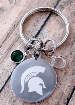 silver michigan state keychain