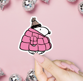 snoopy pink puffer jacket sticker