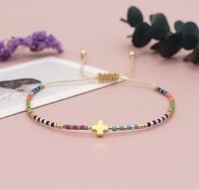 bohemian beaded cross bracelet