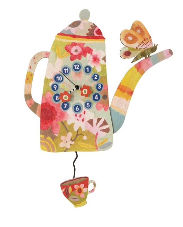 cup of time teapot wood clock - catching fireflies