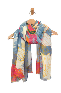 blue dispersed bloom scarf