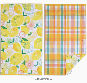 lemon plaid microfiber kitchen towel