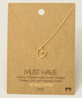 gold wire heart necklace