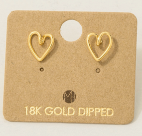 gold wire heart earrings