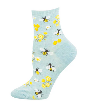 honey bee floral mini crew socks