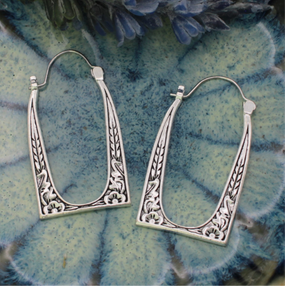 vintage frame silver hoop earrings