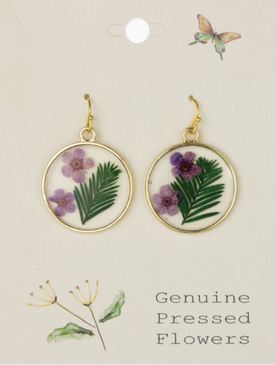 purple posey dried flower earrings