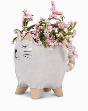 small cat with tail planter