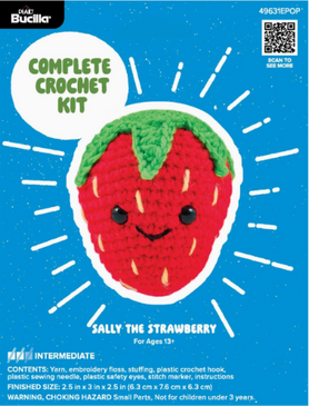 sally the strawberry crochet kit 3"