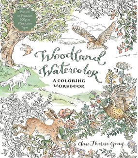 woodland watercolor coloring workbook