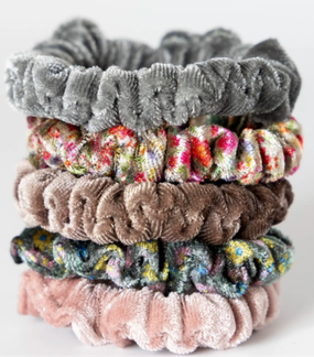 light grey velvet scrunchies set of 5
