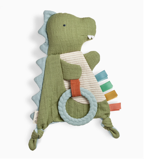 crinkle sensory toy with teether dino