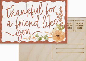 thankful friend wooden postcard