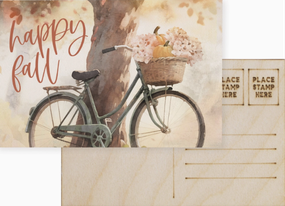 happy fall wooden postcard