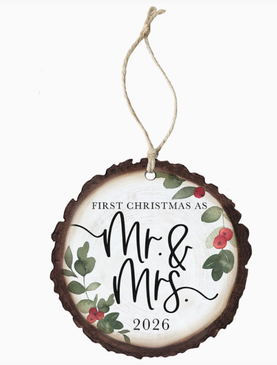 2026 mr. and mrs. wooden ornament