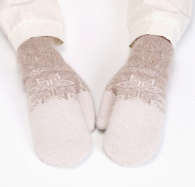 warm knitted plush mittens