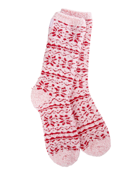cozy winter crew fair isle pink world's softest socks