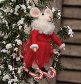 candy cane mouse felted ornament