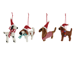 dog in hat and scarf ornament (assorted)