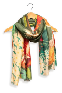 vivid floral scarf emerald
