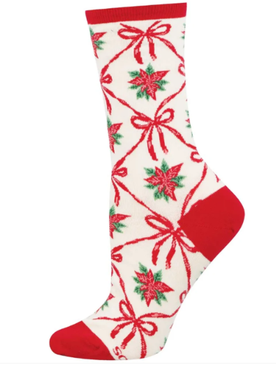 poinsettia women's crew socks