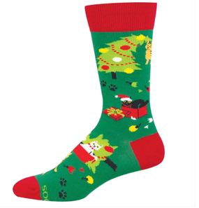 kitty christmas chaos men's crew socks