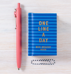 navy stripes mini one line a day journal