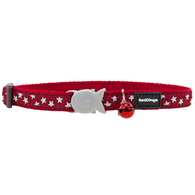 Red Dingo Cat Collar in White Stars on Red