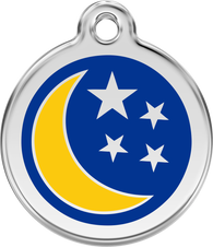 Red Dingo ID Tag in Moon and Stars in 3 sizes