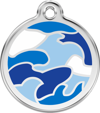 Red Dingo ID Tag in Blue Camouflage in 3 sizes