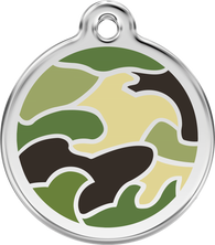 Red Dingo ID Tag in Green Camouflage in 3 sizes