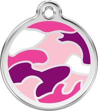 Red Dingo ID Tag in Pink Camouflage in 3 sizes