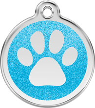 ID Tag for Dogs in Glitter Paw Print in 7 Colours in 3 sizes