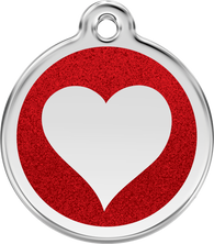 ID Tag for Dogs in Glitter Heart in 7 Colours in 3 sizes