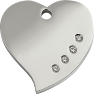 ID Tag for Dogs in Diamante Heart in 3 sizes
